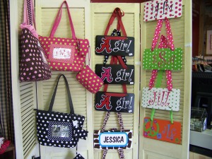 monogram tags and bags